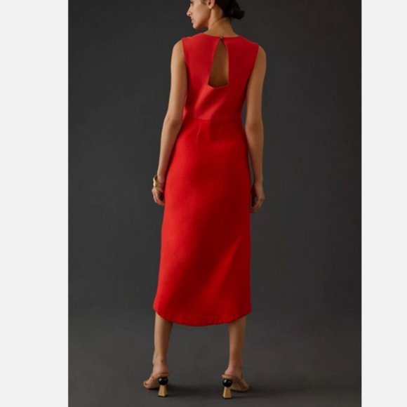 Anthropologie Maeve 10 NWT Squareneck Maxi Dress 160$ Red Holiday Cocktail - Picture 3 of 7